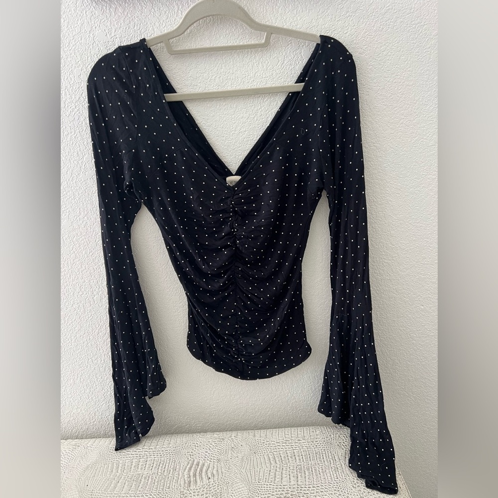 We the Free black polka dot top